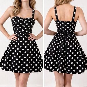 NWOT Ixia black/white Polka dot summer 97% cotton Dress size M